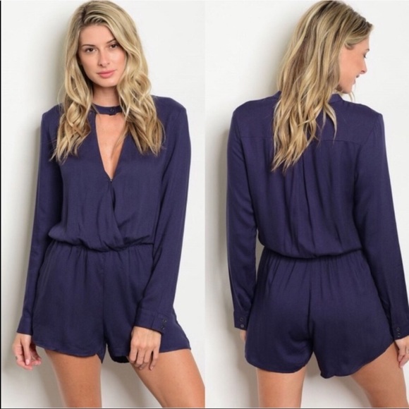 Pants - Navy blue Romper